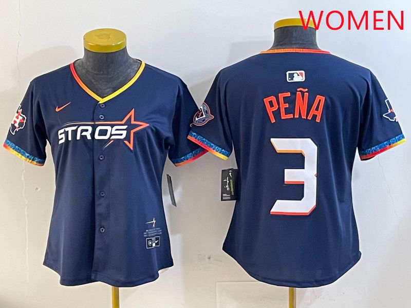 Women Houston Astros #3 Pena Drak Blue Fourth generation Joint Name 2025 Nike MLB Jersey style 1->women mlb jersey->Women Jersey